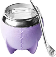 Bicchierino a doppia parete in acciaio inossidabile - Isolante termico - Adatto per Mate/Thee/Caffè - Progettazione pratica - Design elegante azzurro - Bicchierino per Mate