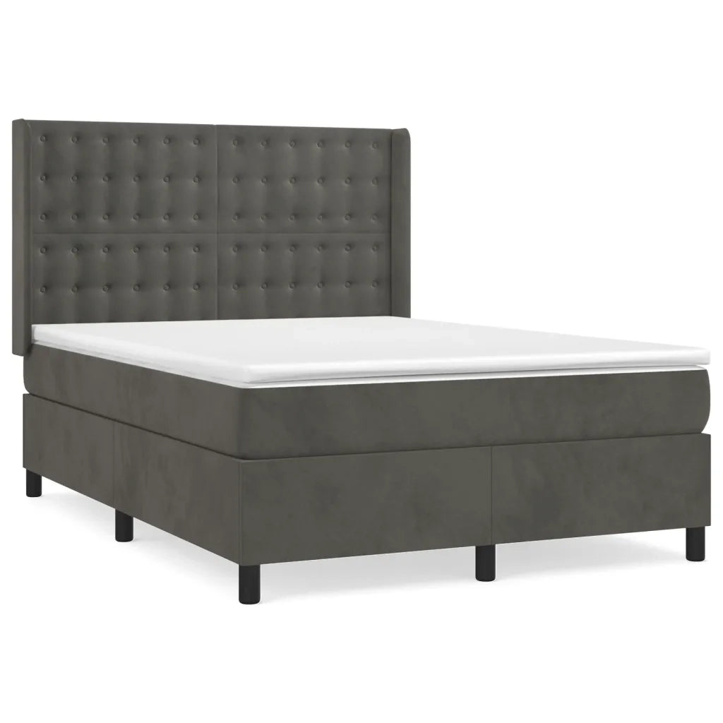 Giroletto a Molle con Materasso Grigio Scuro 140x200 cm Velluto 3132922