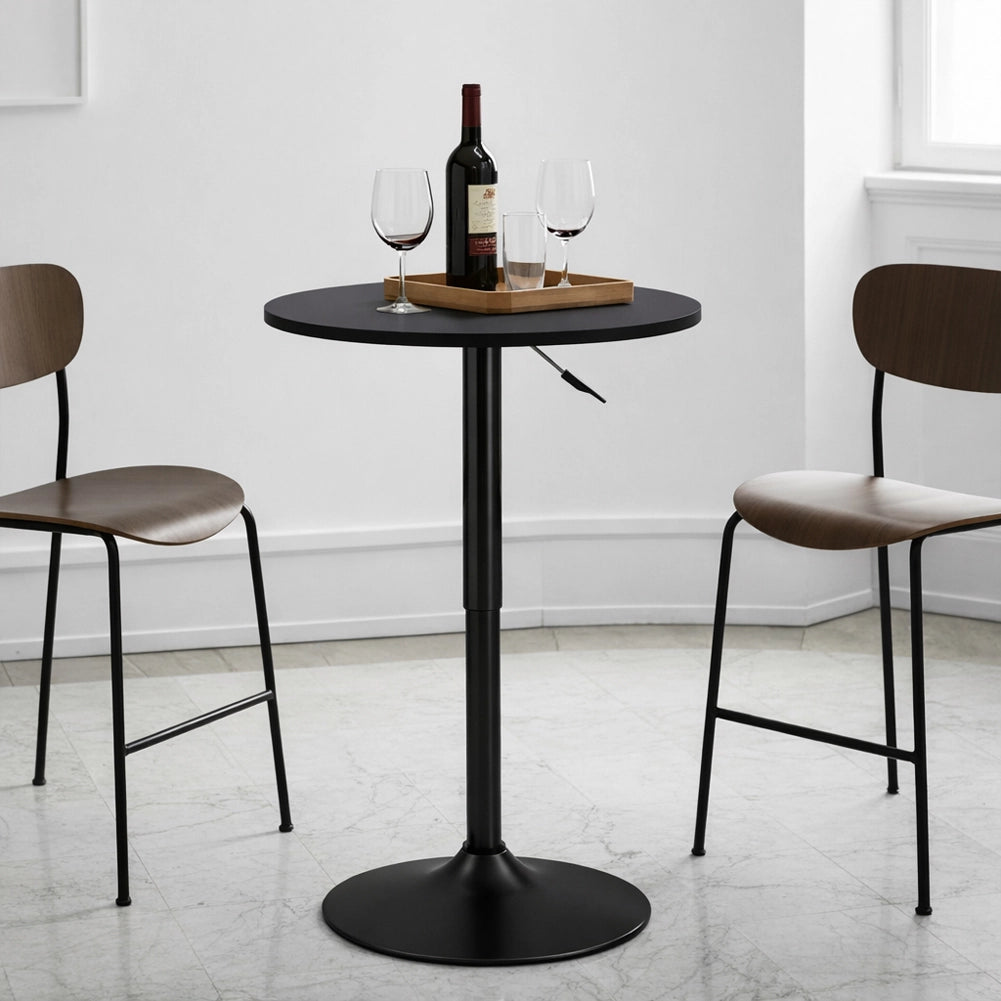 Tavolo Bar Girevole Nero Diametro 60cm con Altezza Regolabile per Bar Ristoranti