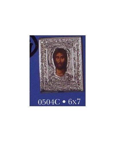 Quadretto Quadro argento volto gesu' dipinto 7 x 6 cm
