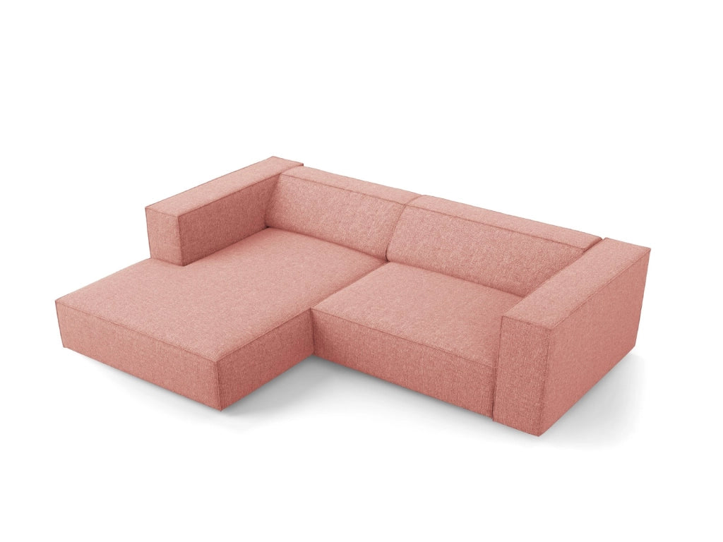 Cosmopolitan Design - Divano angolare sinistro "Arendal" 3 posti in ciniglia rosa 