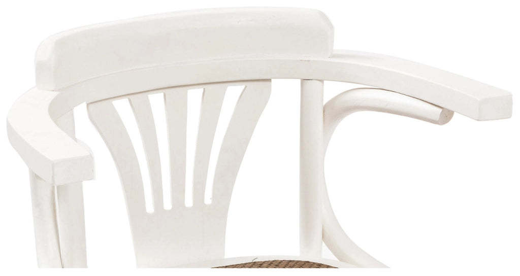 Biscottini Sedia con braccioli Thonet in massello di frassino finitura bianca e seduta in rattan L45xPR42xH77 cm.