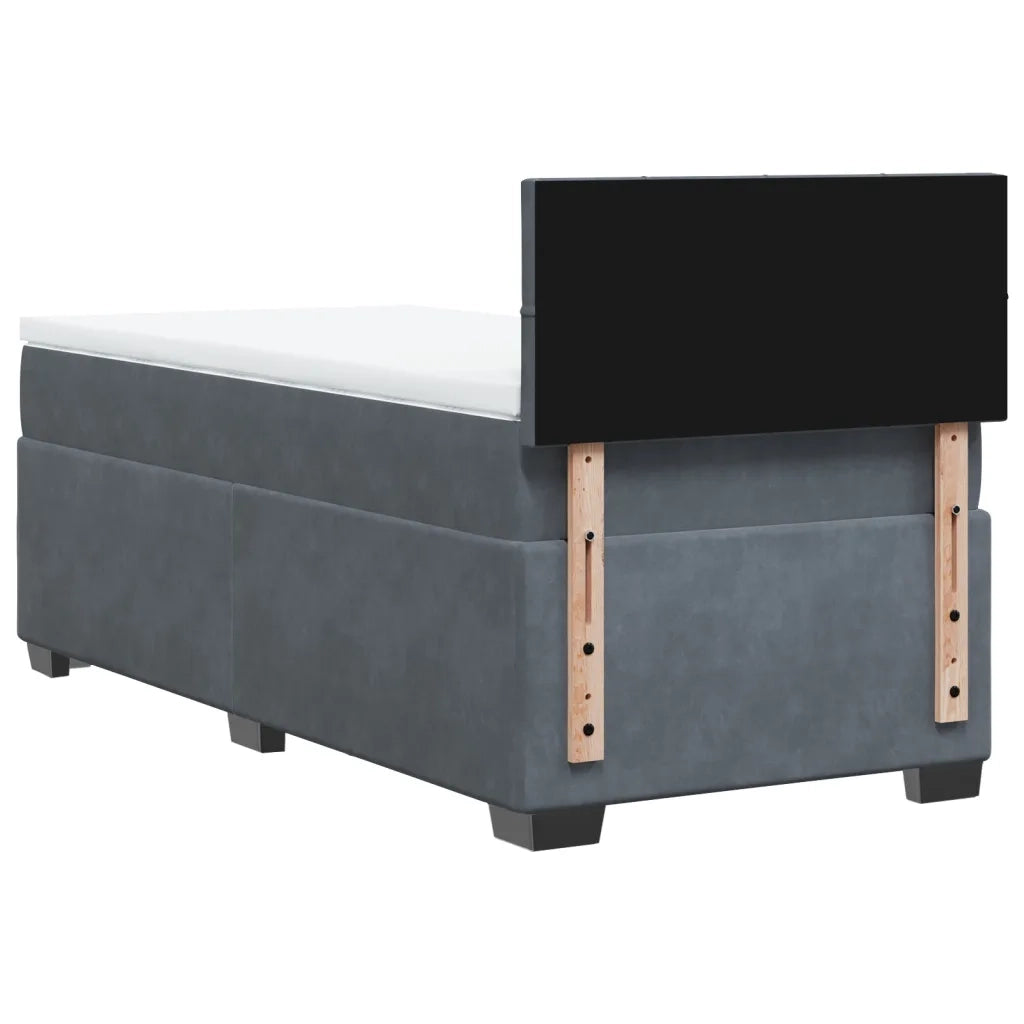 Giroletto a Molle con Materasso Grigio Scuro 90x190 cm Velluto