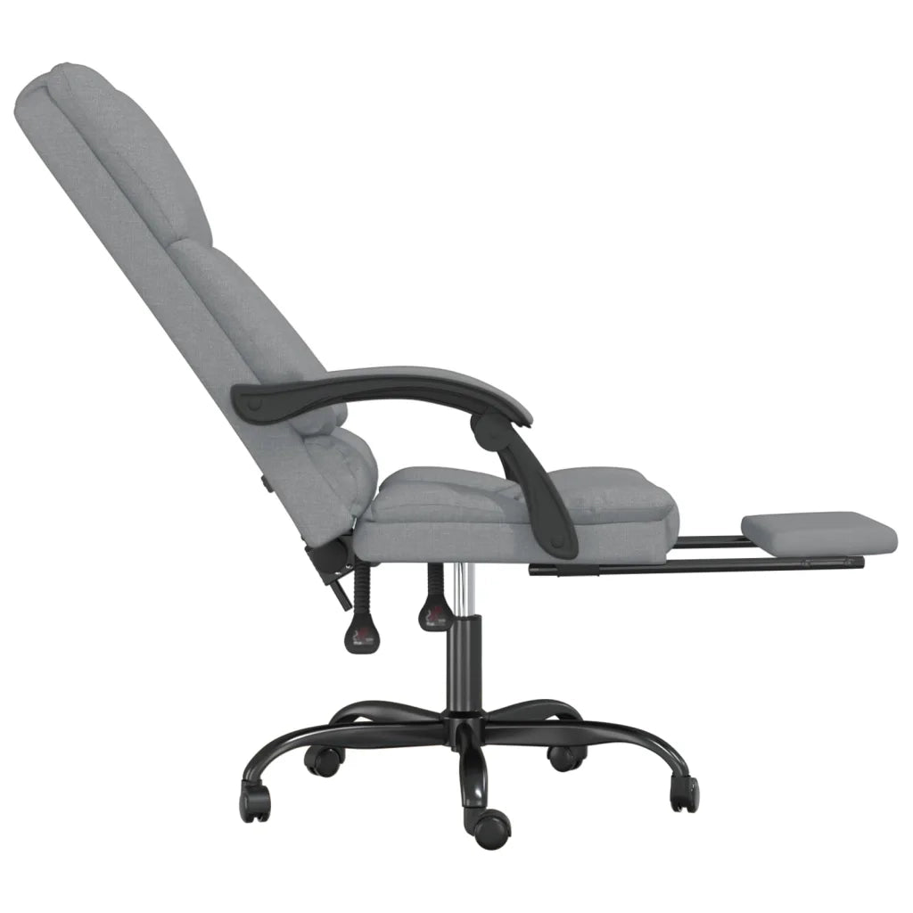 Sedia da Ufficio | Sedia da Gaming Massaggio Reclinabile Grigio chiaro in Tessuto