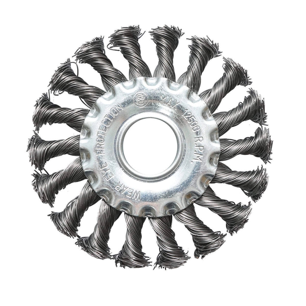 Spazzola circolare in filo d'acciaio intrecciato, 100 mm, diametro interno 22.23 mm, per sbavatura di ferro e ottone, rimozione di vernice e depositi metallici, Crownman