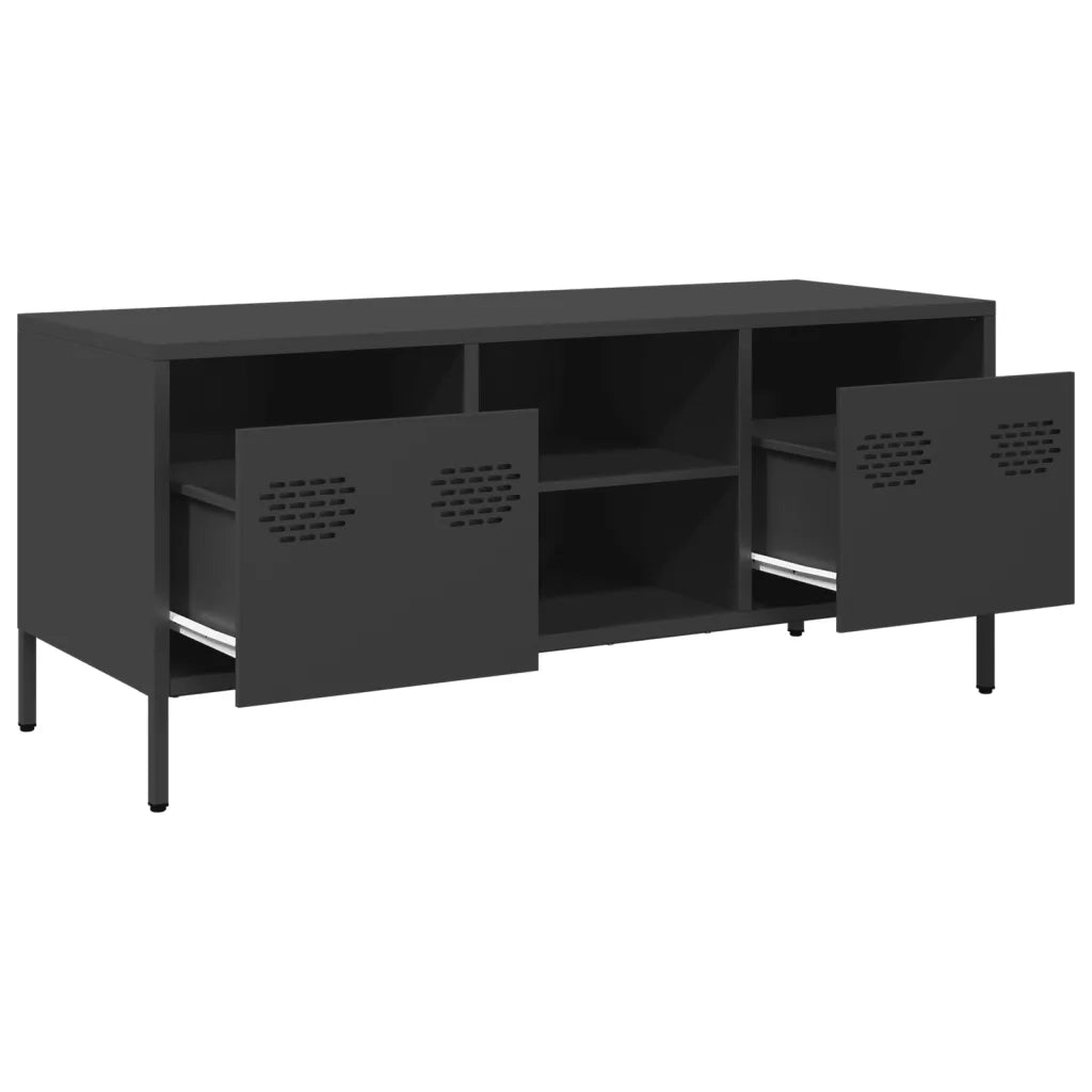 Mobile TV Nero 101,5x39x43,5 cm in Acciaio Laminato a Freddo 851298