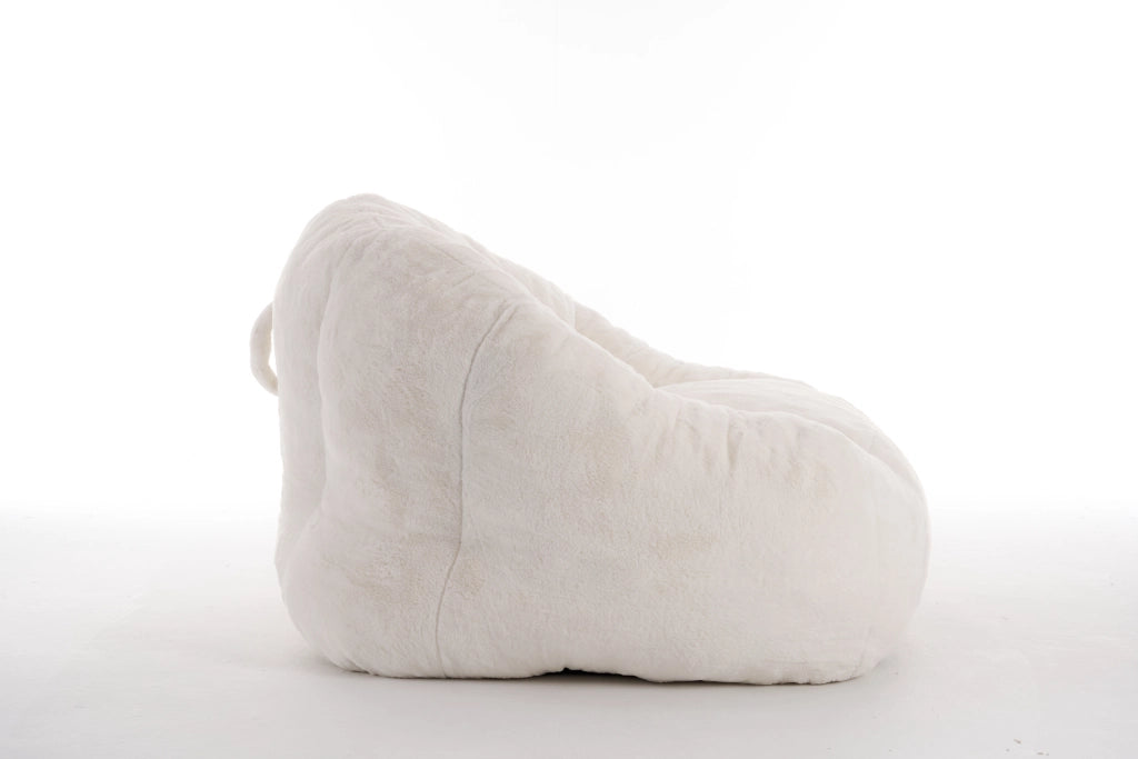 Pouf per adulti con schienale ergonomico per lettura e relax in poliestere bianco