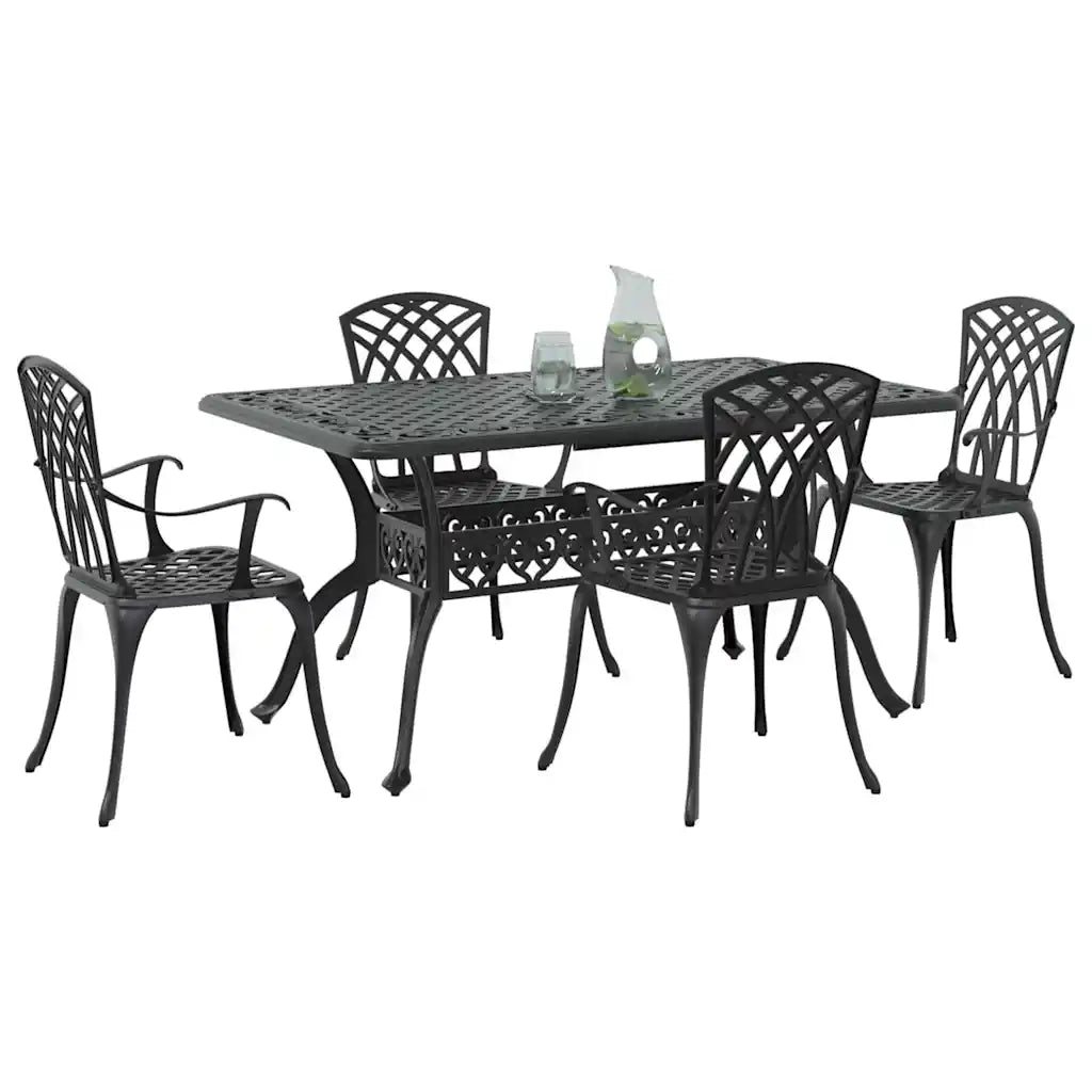 Set da Pranzo per Giardino 5 pcs Nero Alluminio 3334677