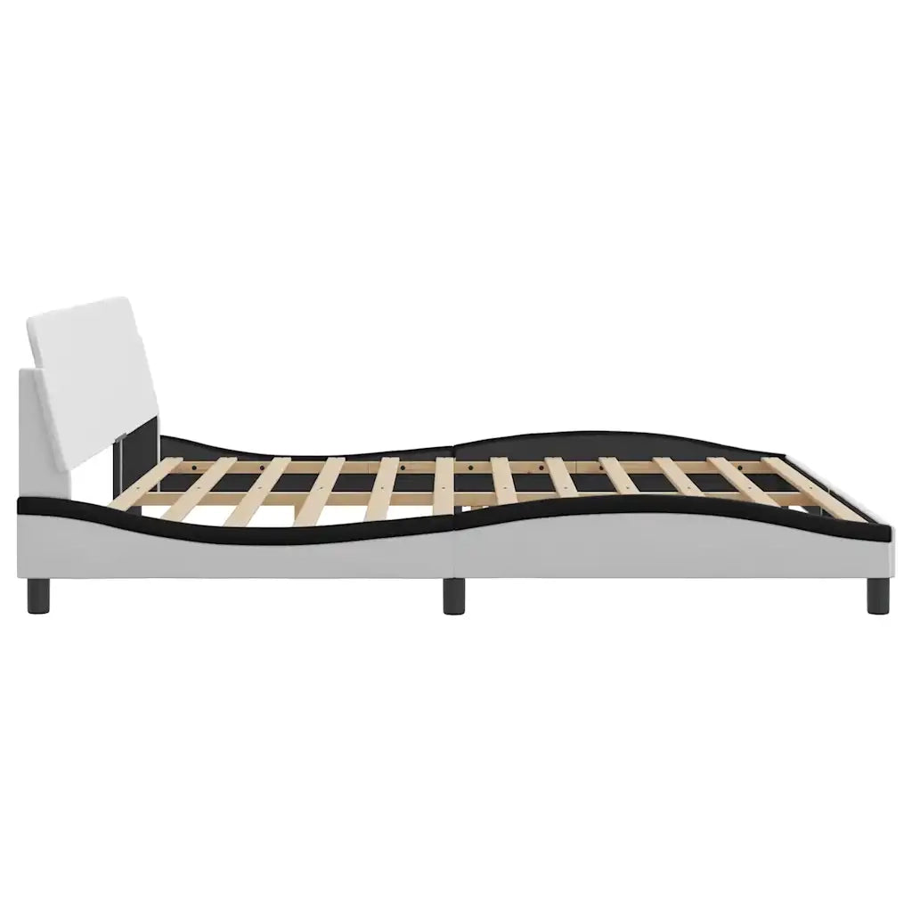 Letto matrimoniale | Letto per adulti | Giroletto Dover Bianco e Nero 200x200 cm in Similpelle