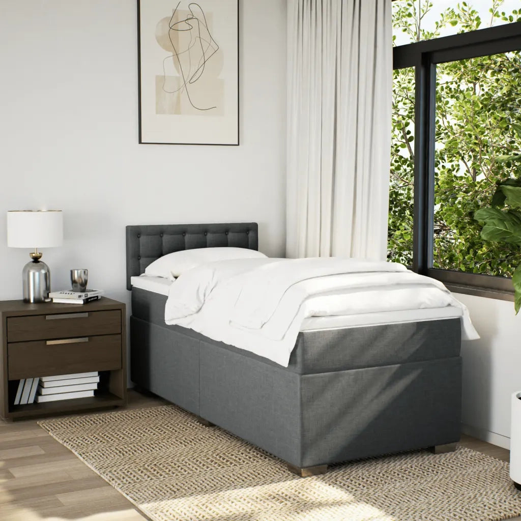 Giroletto a Molle con Materasso Grigio Scuro 100x200 cm Tessuto 3285814