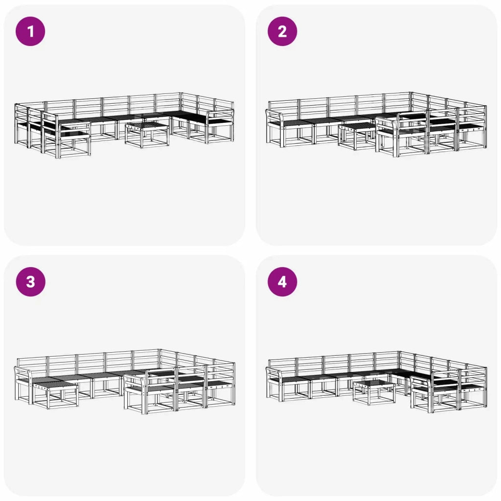 Set di divani da esterno 11 pcs Bianco Legno di Acacia Massello 3388323