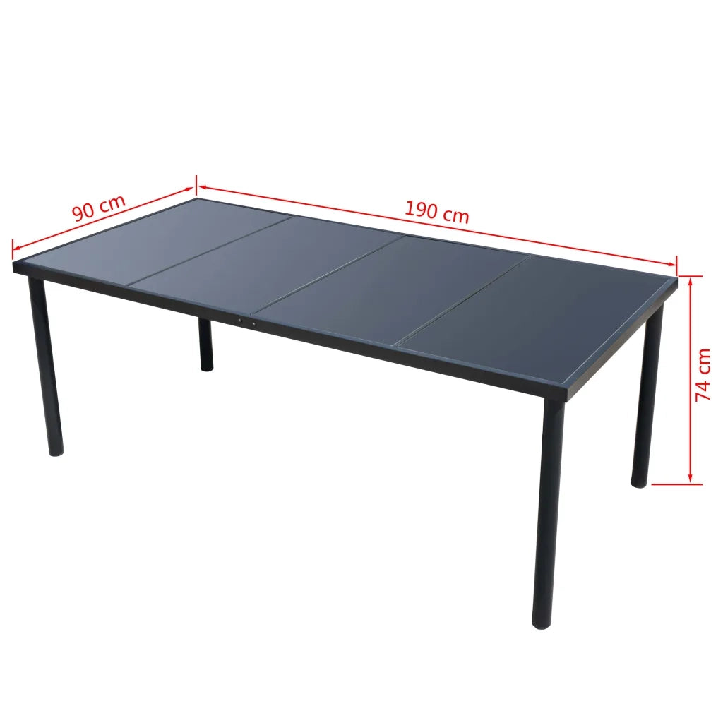 Set da Pranzo da Giardino 9 pz in Acciaio Nero 43311