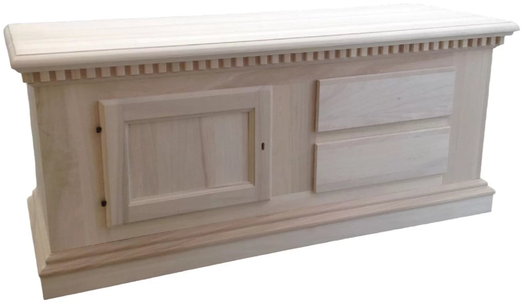 Porta tv in legno classico 2 cassetti 1 porta tinta noce 141x50x60 (902) - Mobili 2G