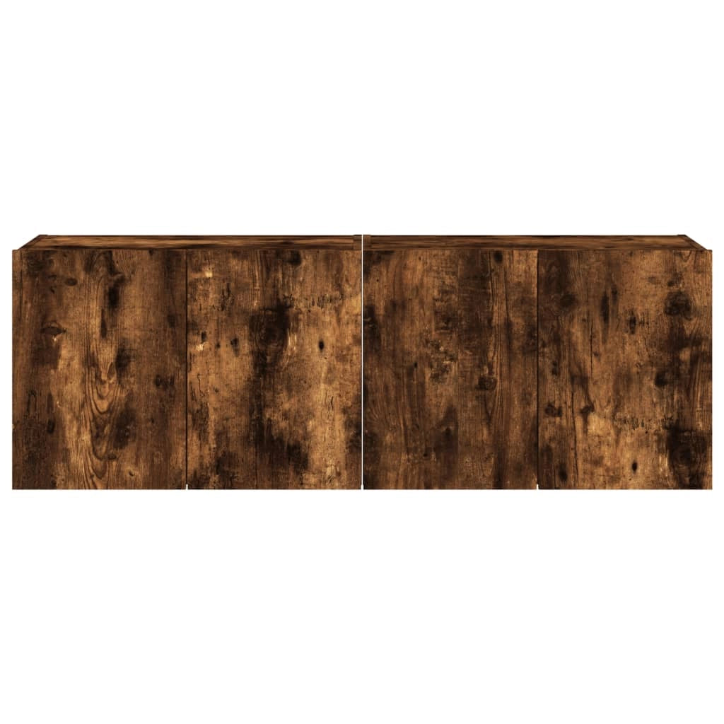 Mobile TV multimediale da parete mensola TV credenza mobile TV sala da pranzo soggiorno camera da letto e luci LED 2 pezzi rovere affumicato 60 x 35 x 41 cm marrone 02_0029144