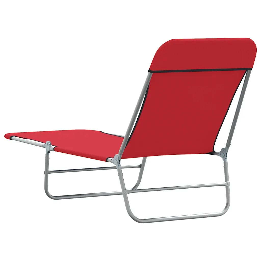 Lettini Prendisole Pieghevoli 2 pz in Acciaio e Tessuto Rosso 44301