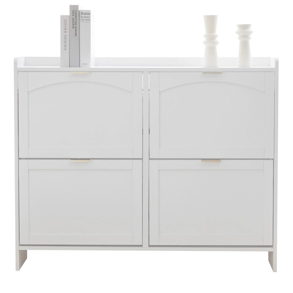 Scarpiera con Ante a Ribalta e Ripiani ¨C MINIMAL ¨C Bianco, 110x90x24 cm