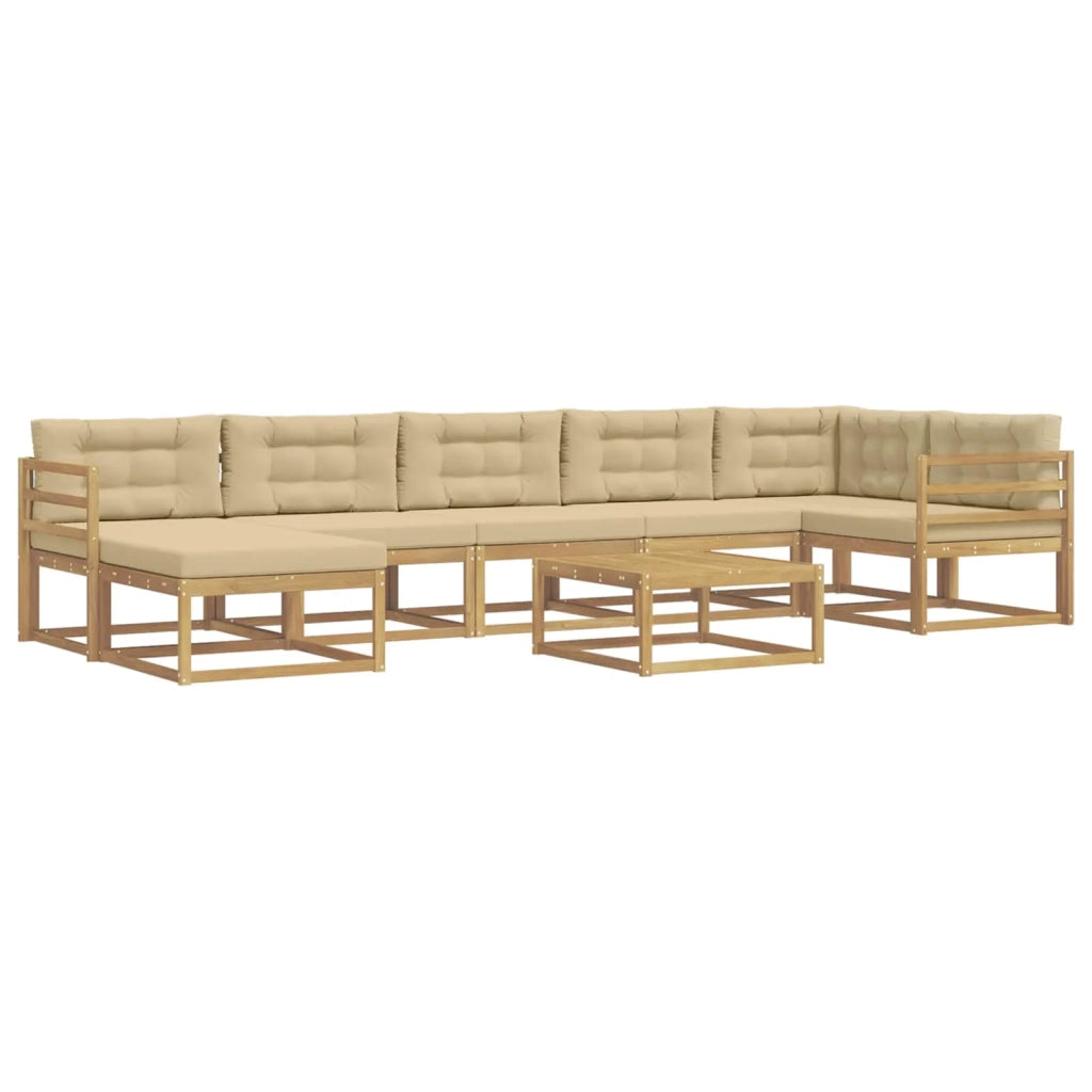 Set di divani da esterno 8 pcs Bianco e Beige
