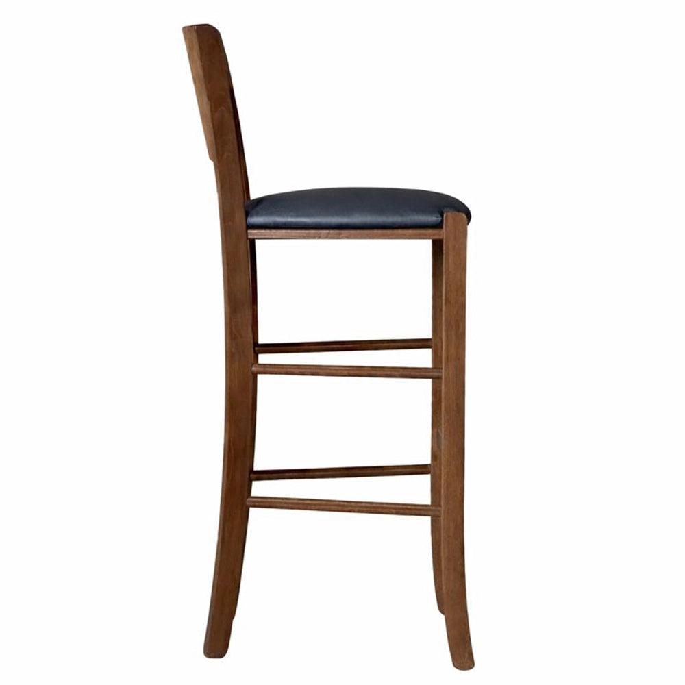 Sgabello alto da bar lucy in legno noce scuro h 73 con seduta ecopelle grigio antracite