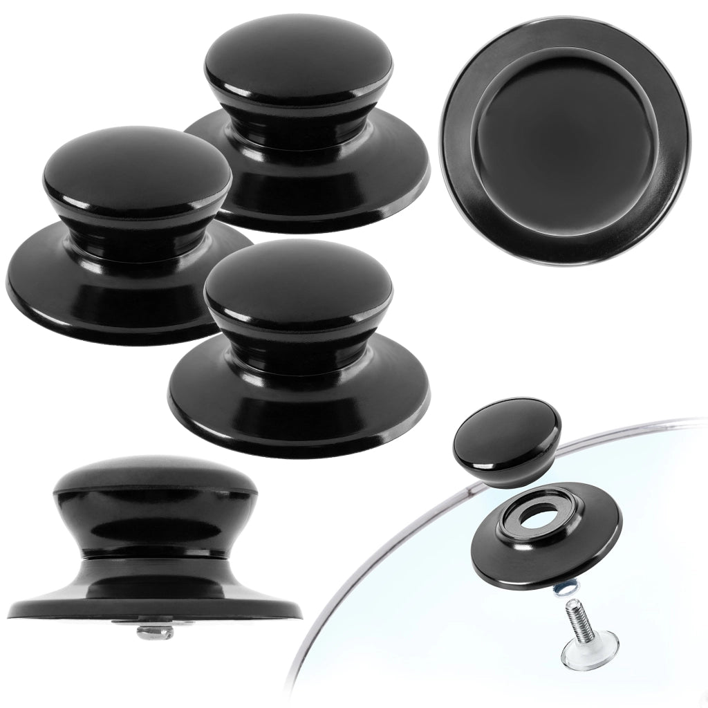 Pomello per coperchio KADAX, pomello per coperchio pentola, pomello per padella, nero, 3 pezzi