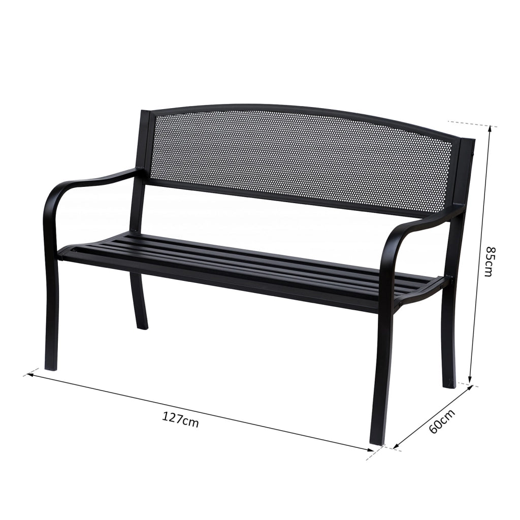 EasyComfort Panchina da Esterno Panca da Giardino Max 240kg Metallo 127 × 60 × 85cm Nero