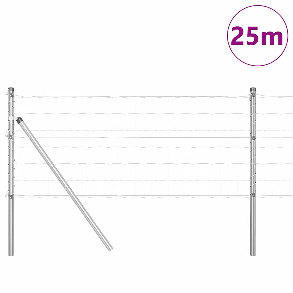 Recinzione con Posto Argento 0,8 x 25 m Acciaio e PVC