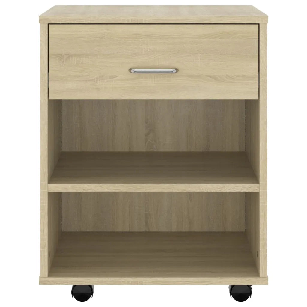 Mobiletto con Ruote Rovere Sonoma 46x36x59 cm Legno Multistrato