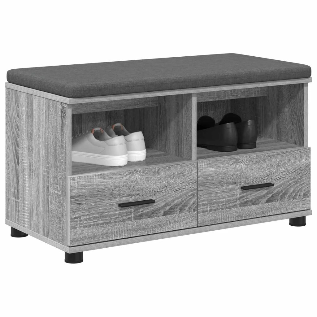 Panca per ingresso con cuscino-Sgabello-Panca da Corridoio Grigio Sonoma 80 x 38 x 46 cm 718418