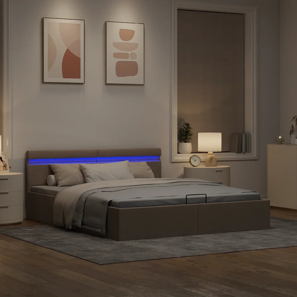 Giroletto Idraulico Contenitore LED Tortora Tessuto 160x200cm