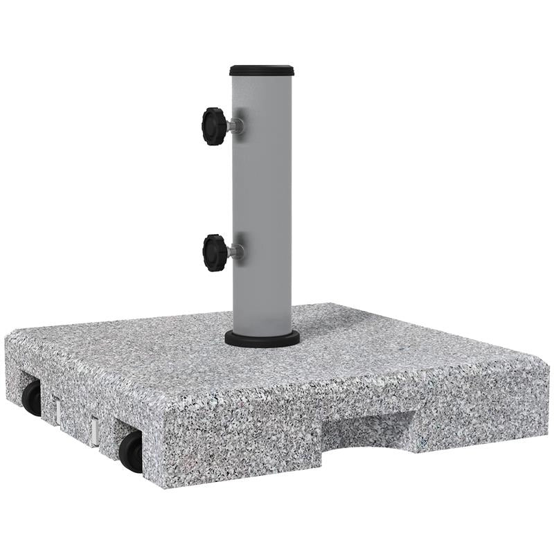 BASE PER OMBRELLONE DA 28KG IN GRANITO CON MANIGLIA ESTENSIBILE E ROTELLE, 41X41X37.5CM, GRIGIO