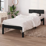 Giroletto-Struttura Letto Nero in Legno Massello di Pino 90x200 cm