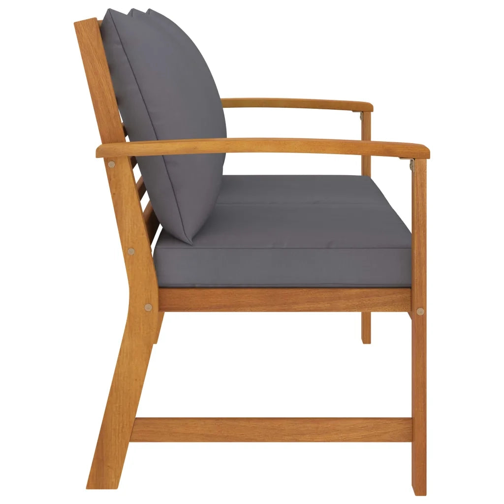 Panca da Corridoio-Sgabello-Panca da esterno 120 cm Cuscino Grigio Scuro Legno di Acacia