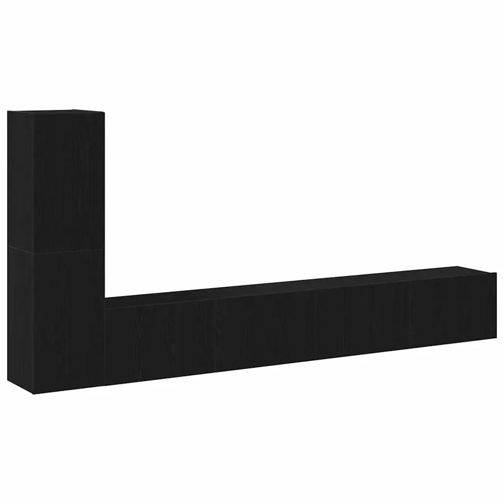 Set mobile TV Montaggio a parete-Credenza per TV Rovere Nero Legno multistrato 145463