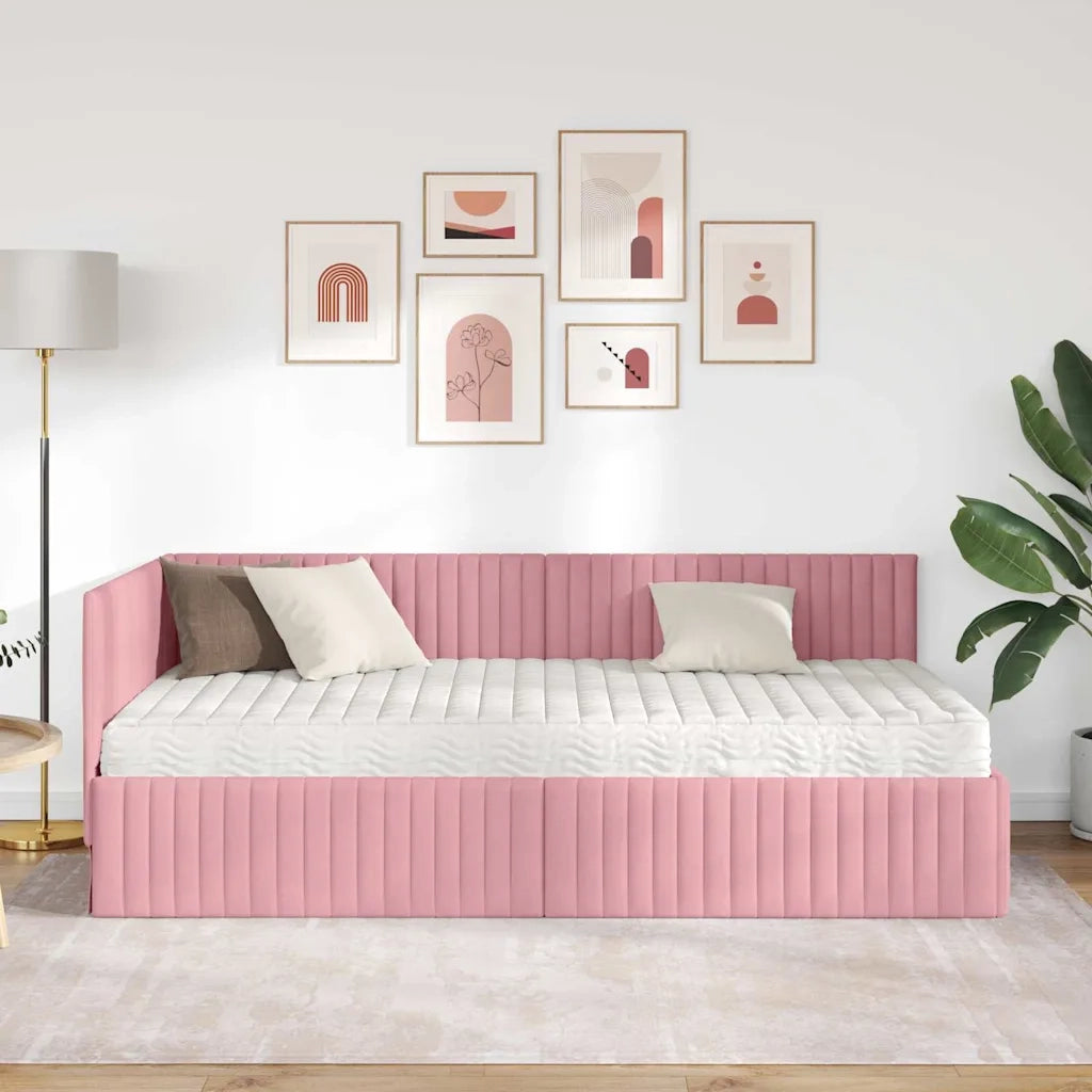 Struttura Letto Angolare con Materasso 2 pcs Grigio Velluto 3393831