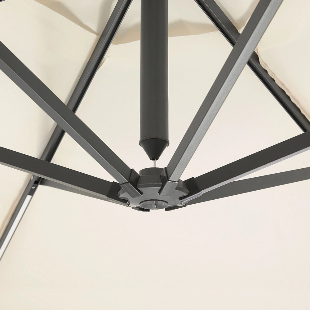 Ombrellone a sbalzo da giardino Parasole in poliestere beige con luce LED ø 285 cm Palo in alluminio Meccanismo a manovella da esterno