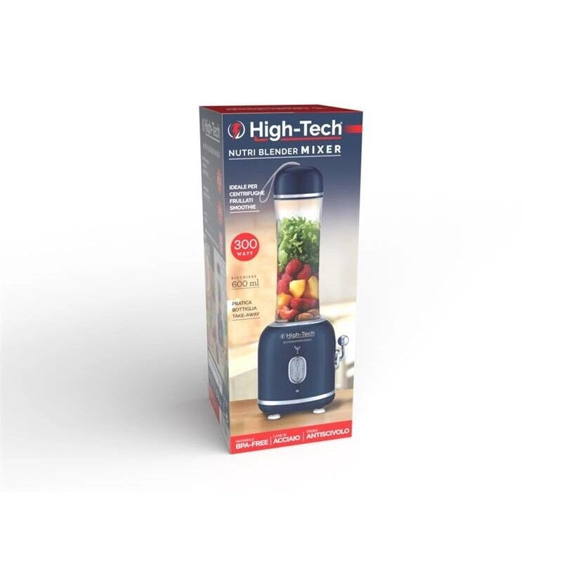 HIGH-TECH FRULLATORE DA 300 W CON CAPIENZA 600ML CON MINI BULLET SPORTIVO BLU