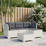 Divano da giardino 4 posti con cuscini aspetto rattan PP Bianco 3443953