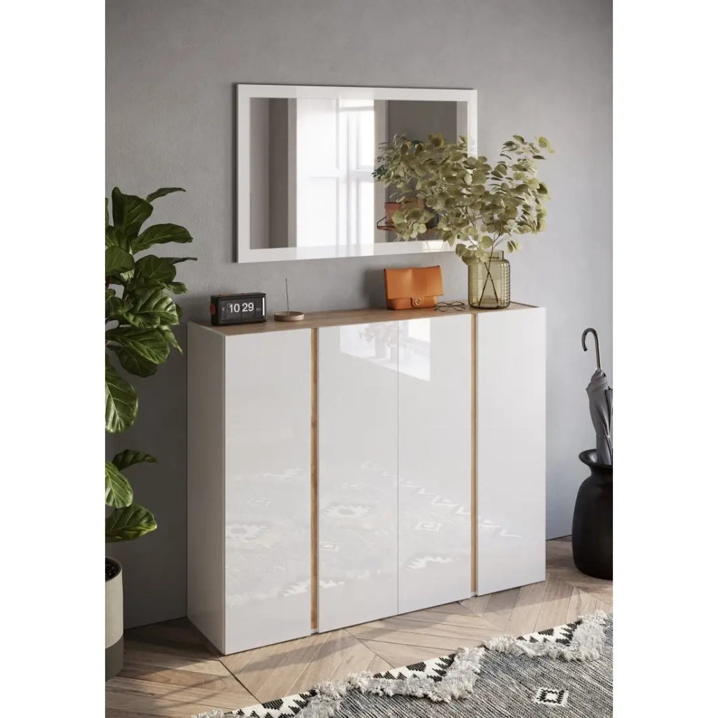 Specchio d'ingresso design, 110x68 cm, collezione KEY, cornice bianca lucida laccata