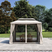 Gazebo Da Giardino Con Zanzariera 3x4 Mt Struttura In Alluminio E Acciaio Con Pareti Laterali E Zanzariere Con Camino Antivento E Copertura Impermeabile Picchetti Inclusi