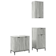 Set di mobili per il Bagno | Armadio da bagno con cassetto 3 pz Grigio sonoma
