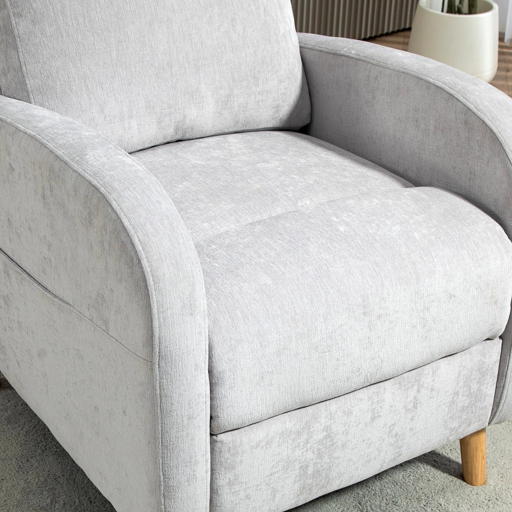 Poltrona Relax Reclinabile 150° con Poggiapiedi 68x90x106 cm in Tessuto Effetto Lino Grigio Chiaro