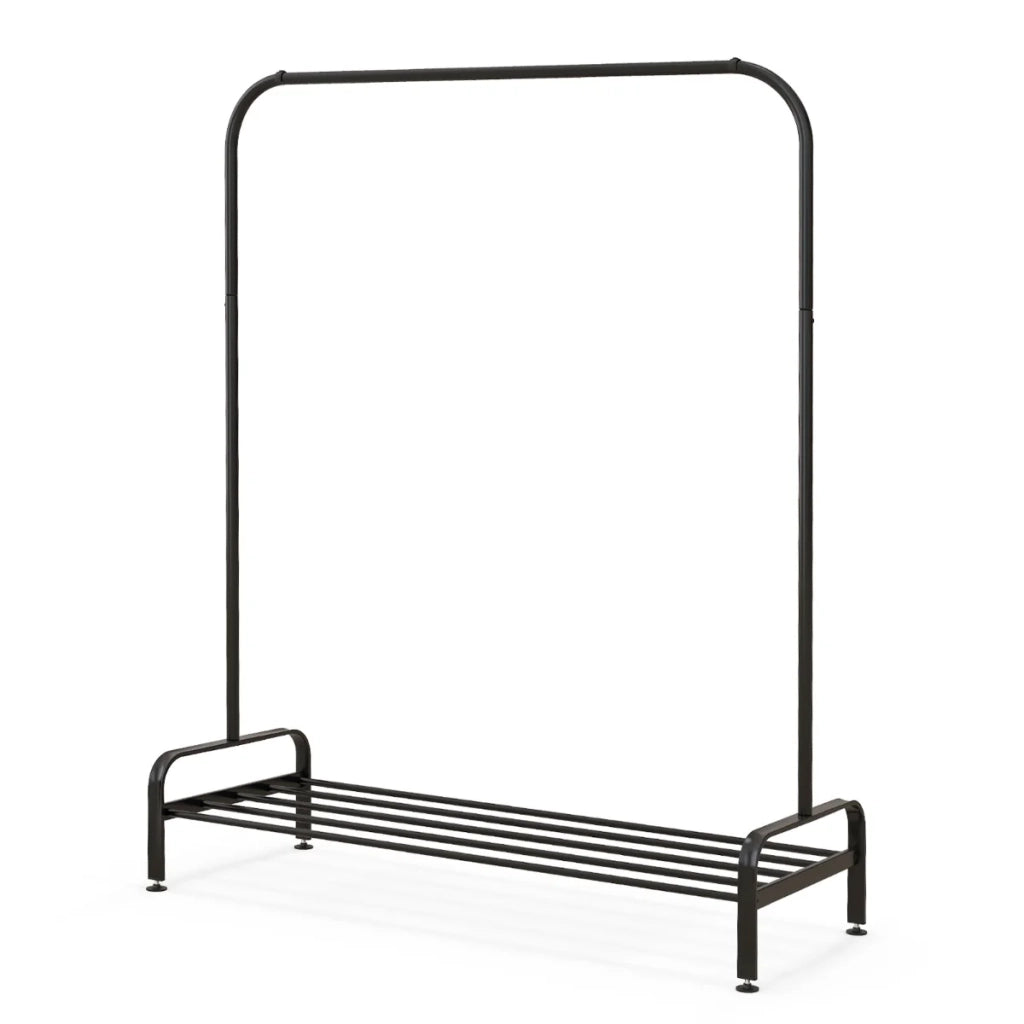 Robusto appendiabiti 2 in 1 112 x 42 x 145 cm capacità per 5 paia di scarpe moderno ferro nero 20_0020454