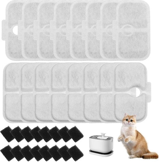 32 pezzi di filtro per fonte di acqua per gatti per filtro Petlibro, filtro per fonte di acqua per gatti Petlibro, 16 pattern di filtro e 16 sponze di schiuma
