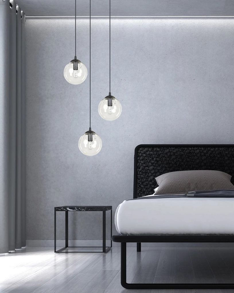 Lampadario Emibig GIGI 3 nero trasparente 3xE14 vetro