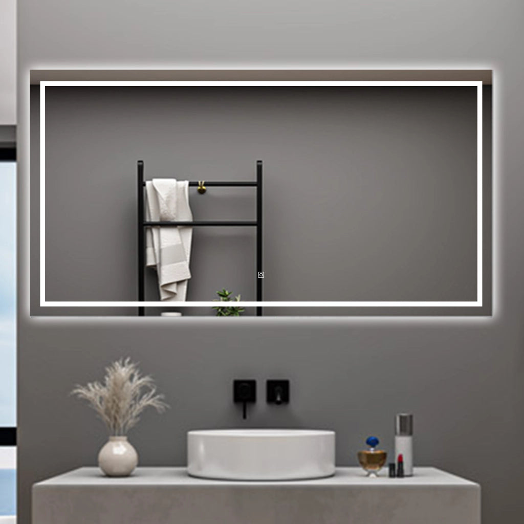 AICA Specchio da bagno  80 x 120 cm, dimmerabile, interruttore touch, Funzione Memoria, antiappannamento, 3 colori
