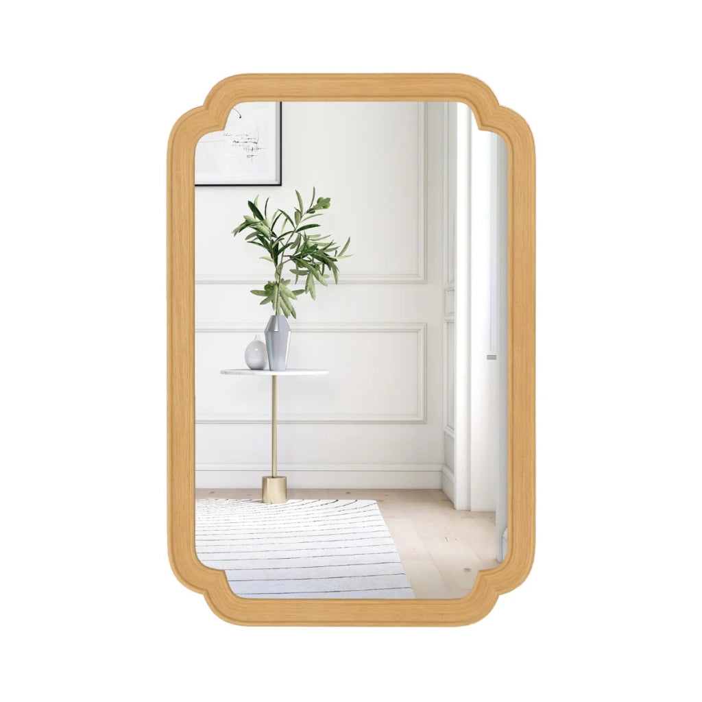 Specchio da parete decorativo rettangolare 90 x 60 cm con installazione flessibile stile rustico in MDF naturale 20_0009995