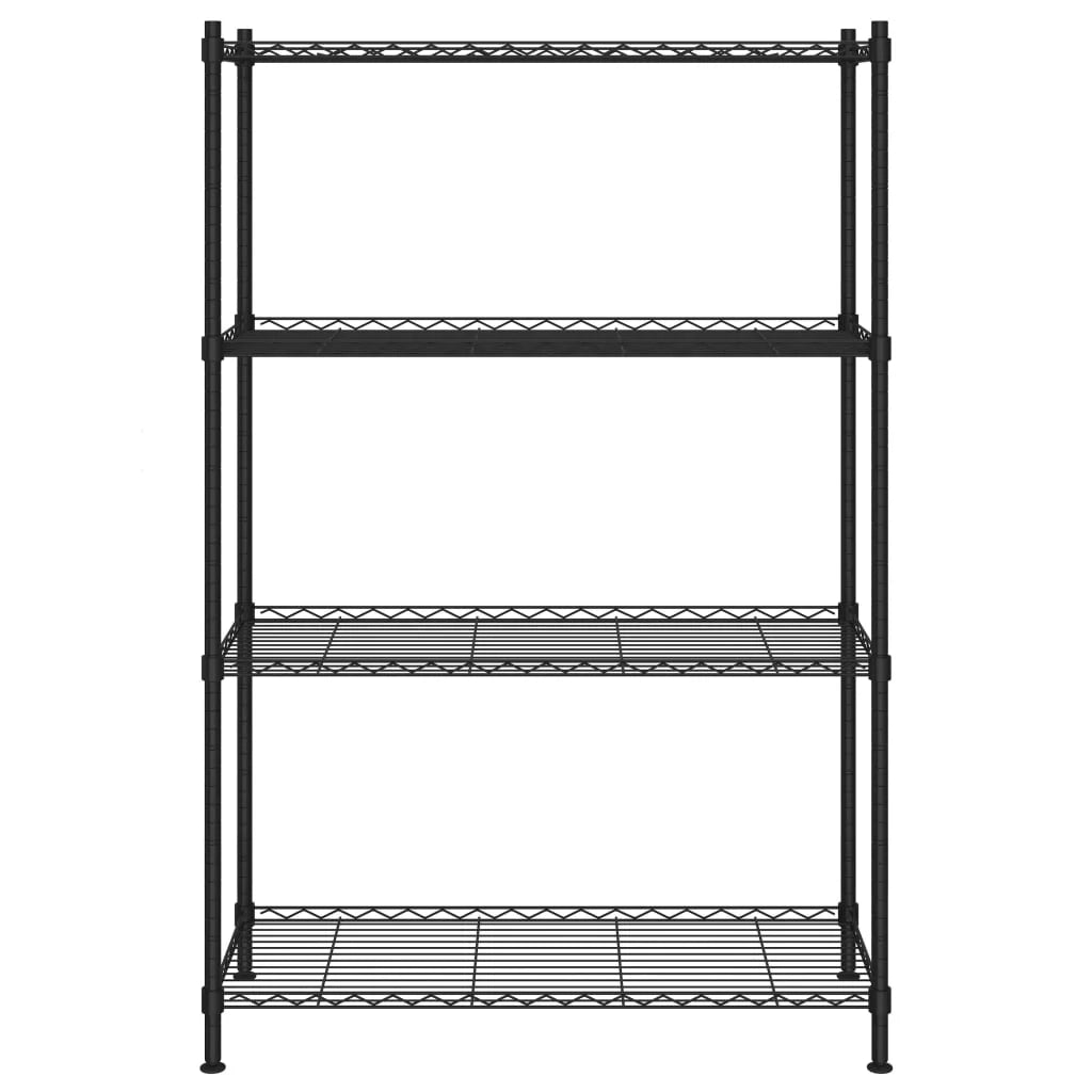 Scaffale portaoggetti a 4 ripiani 90 x 35 x 137 cm nero capacità 200 kg 02_0000695