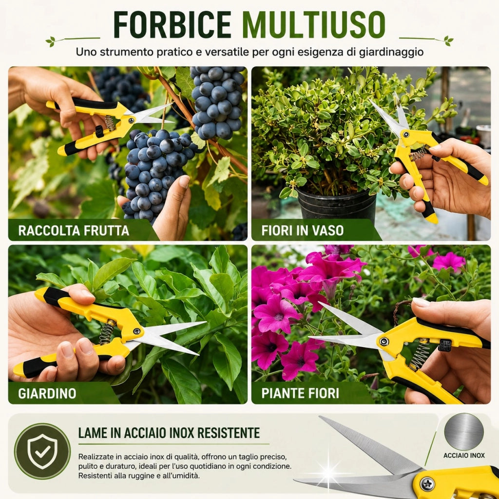 Forbici da Potatura 165 mm Acciaio Inox per Bonsai e Piante 353711