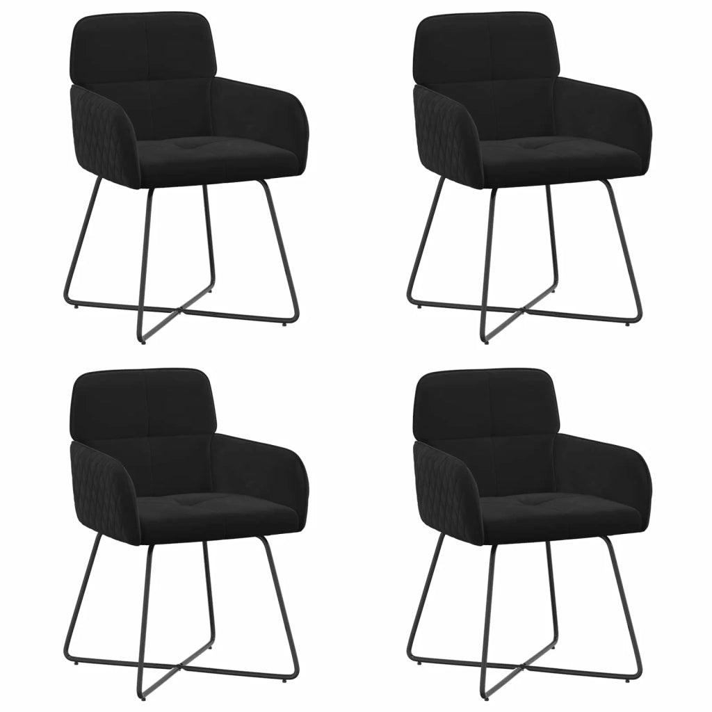 Sedie da pranzo 4 pcs Velluto (V) Nero 59 x 56,5 x 86 cm 3428214