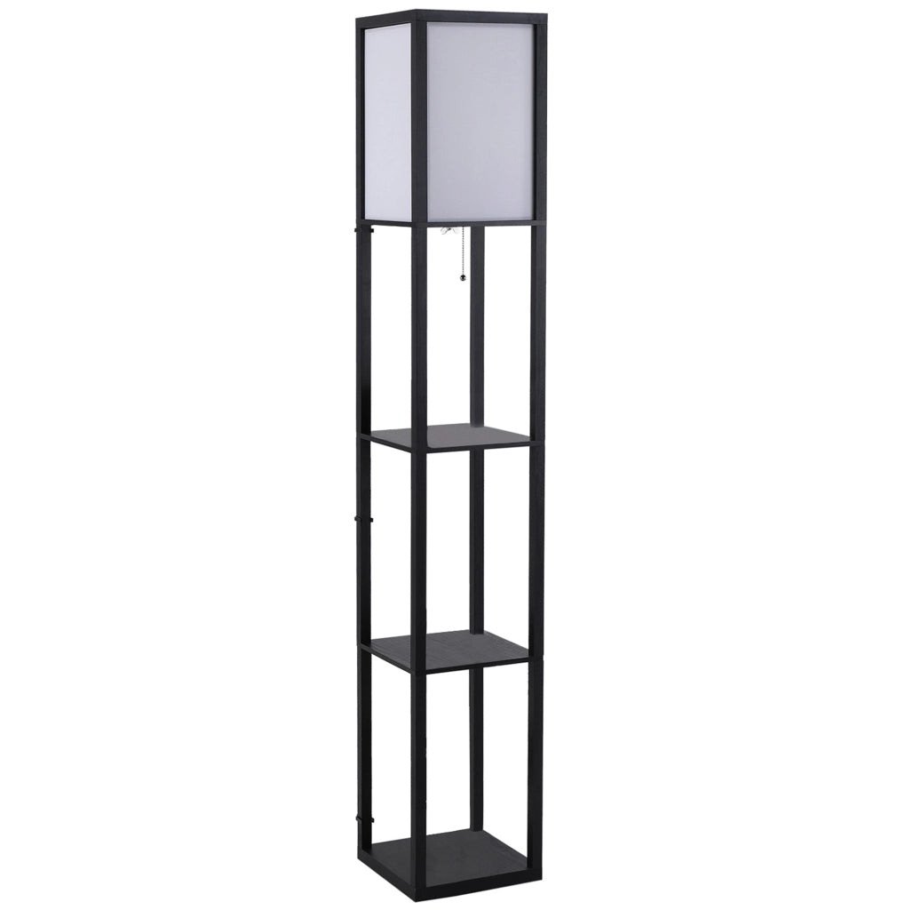Lampada da terra nera con ripiani, 26 x 26 x 160 cm