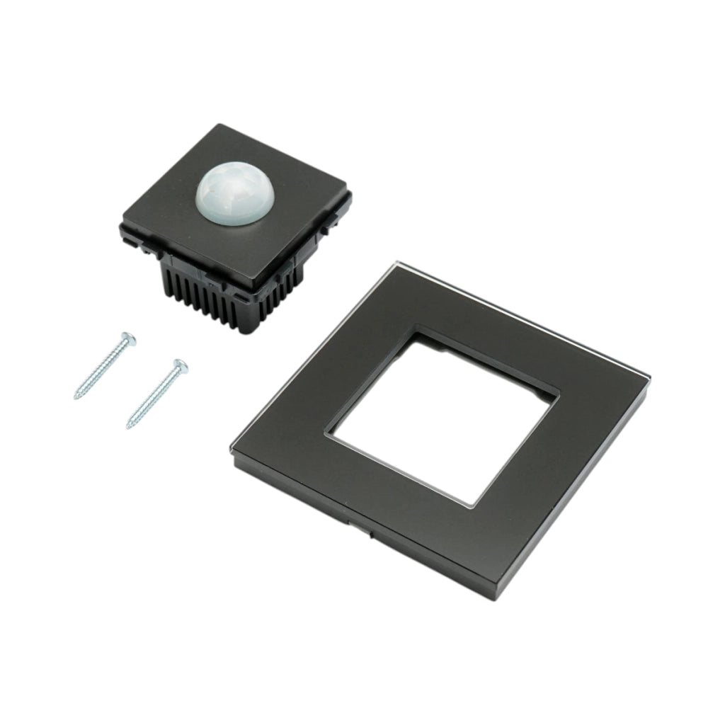 Interruttore sensore di movimento PIR nero 220V, cornice in vetro 86x86x34mm